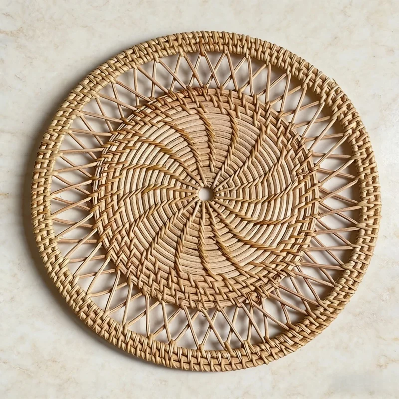 Rattan Plant Basket - Bandeja redonda de vime, trama de