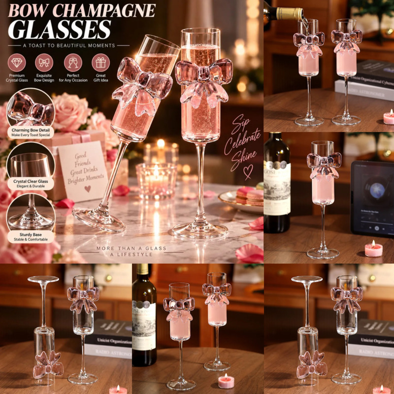 Home Decor Y2K - Taças de Vinho com Laço de