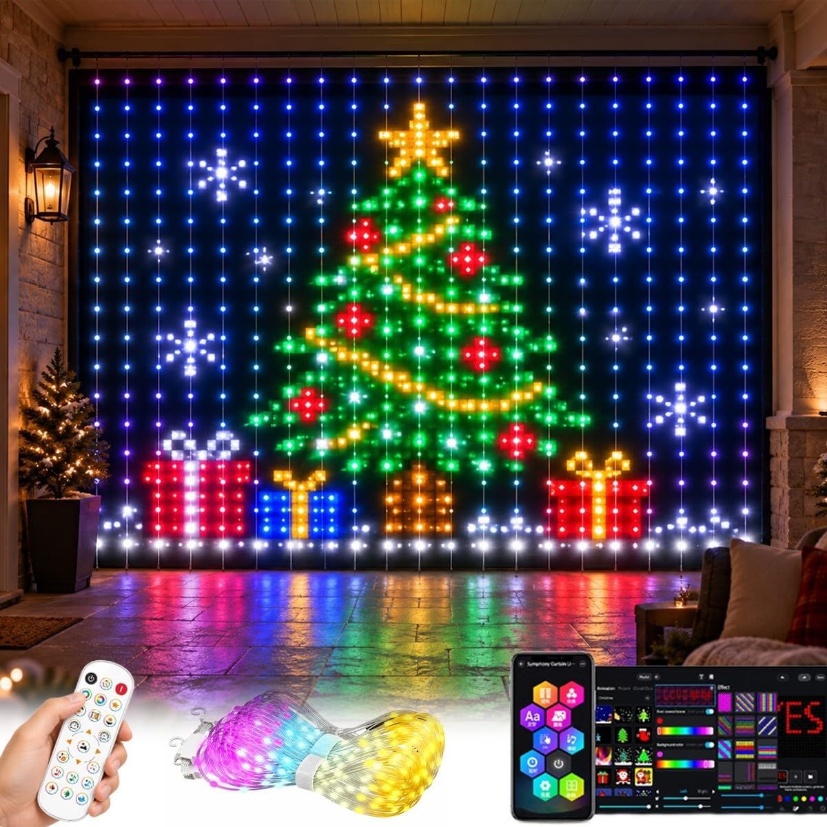 Home Decor Free App - Luzes de Cortina de Natal RGB,