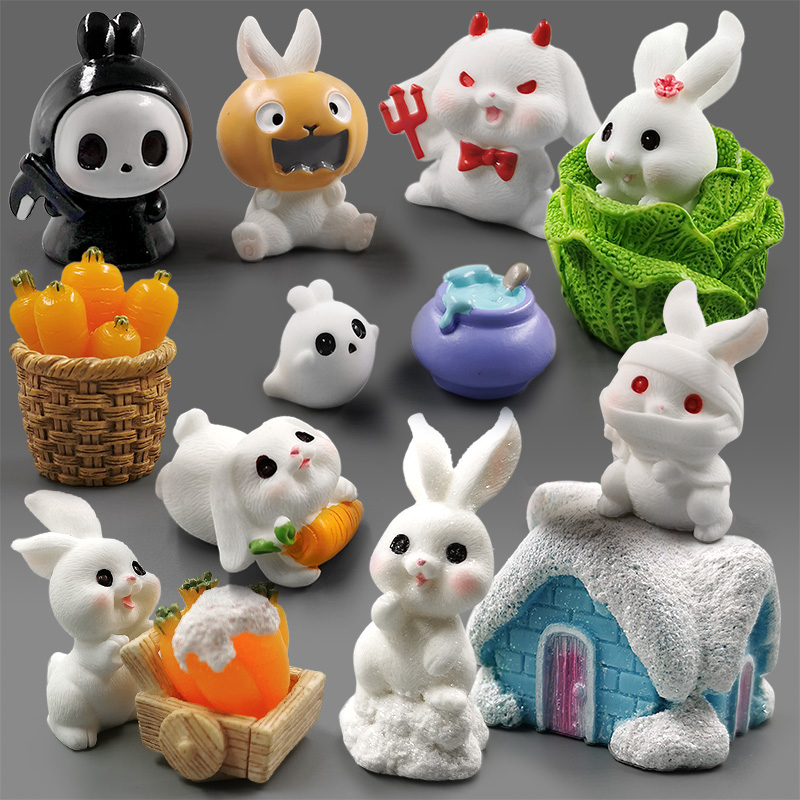 Home Decor Za - Figurinha de Coelho Branco para Halloween,