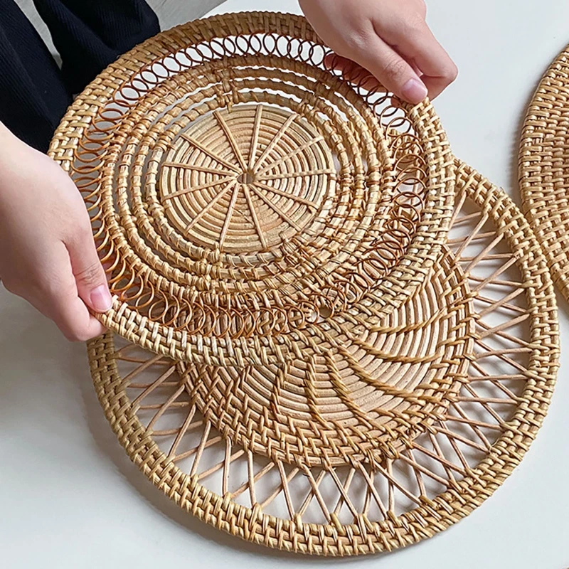 Bandeja redonda de vime, trama - Rattan Plant Basket avaliação e preço