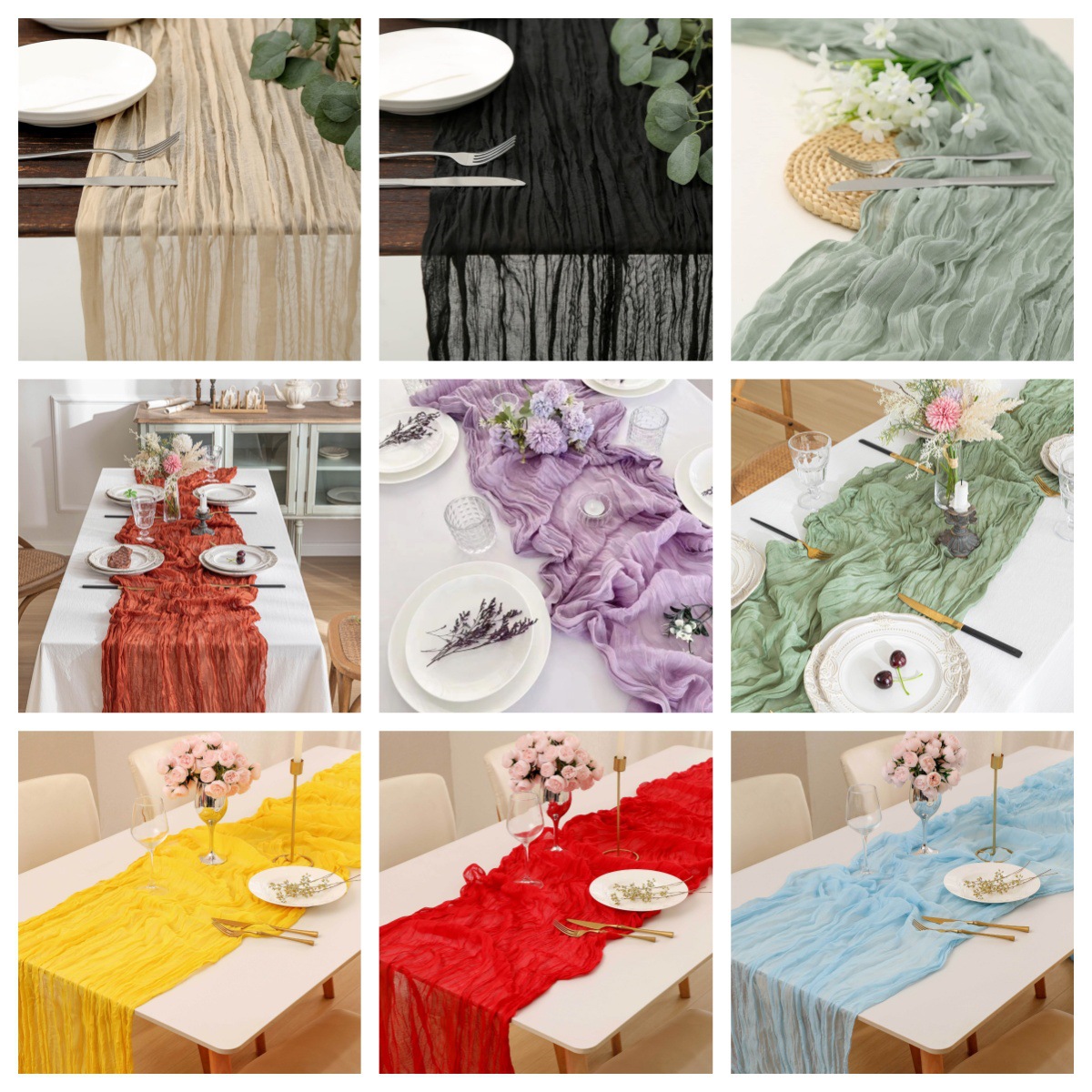Caminho de Mesa Boho em Gaze,  - Linen Table Runner avaliação e preço