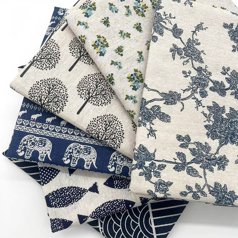 Tecido Vintage Azul Floral de  - Linen Table Runner avaliação e preço