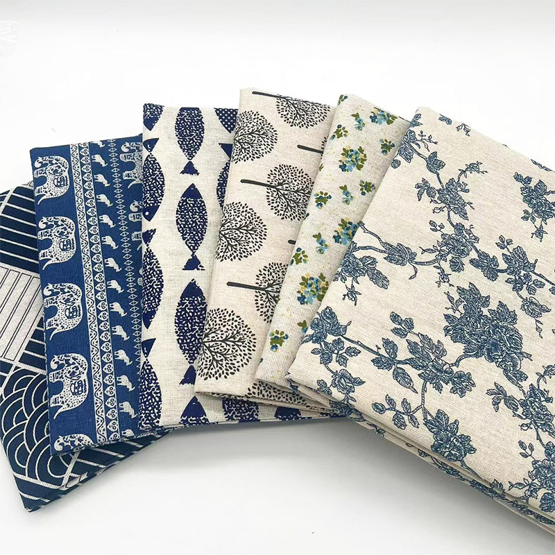 Tecido Vintage Azul Floral de  - Linen Table Runner avaliação e preço