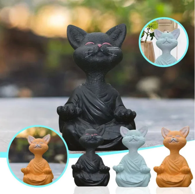 Meditação gato escultura decor - Home Decor Za avaliação e preço