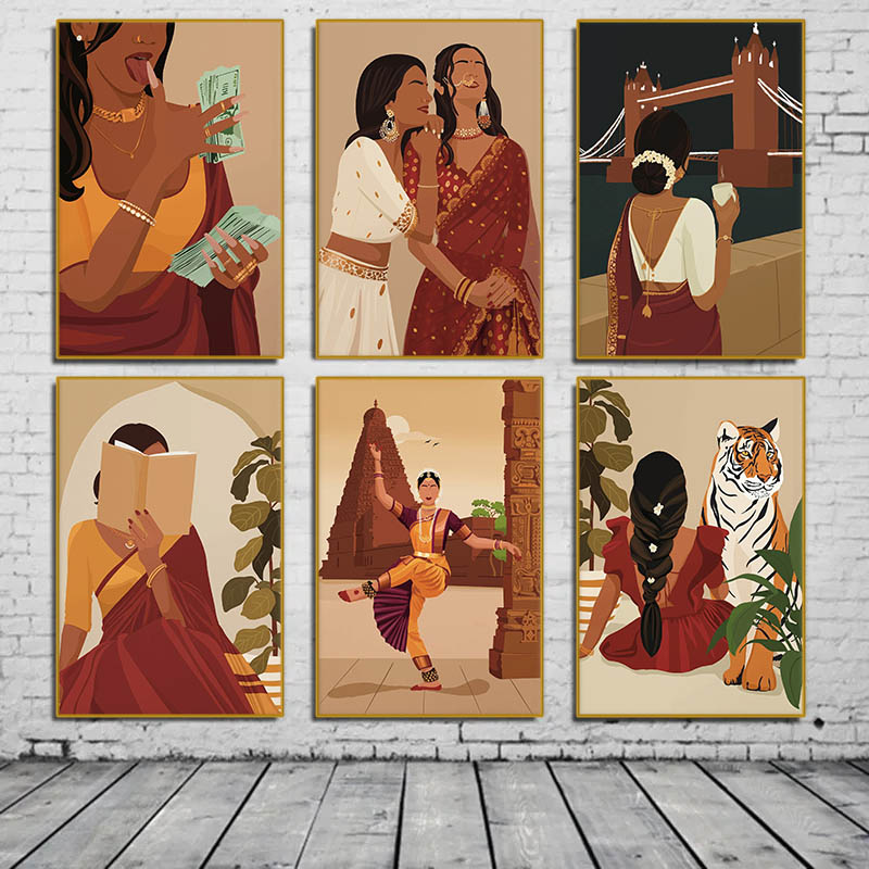 Mulher Indiana em Saree Lendo  - Home Decor Indonesia avaliação e preço
