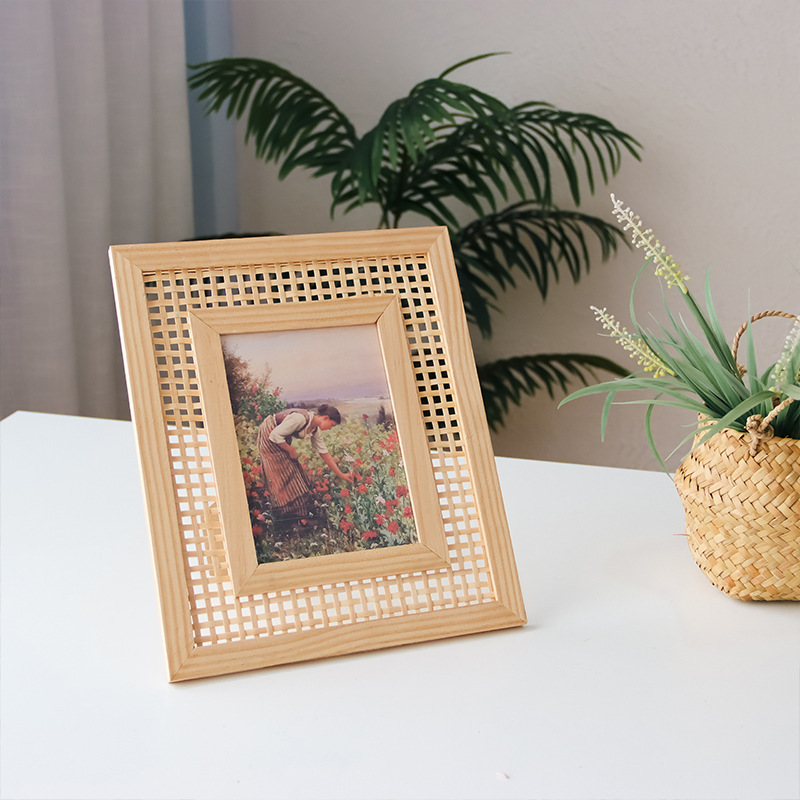 Nórdico madeira maciça Rattan  - Bamboo Photo Frame avaliação e preço